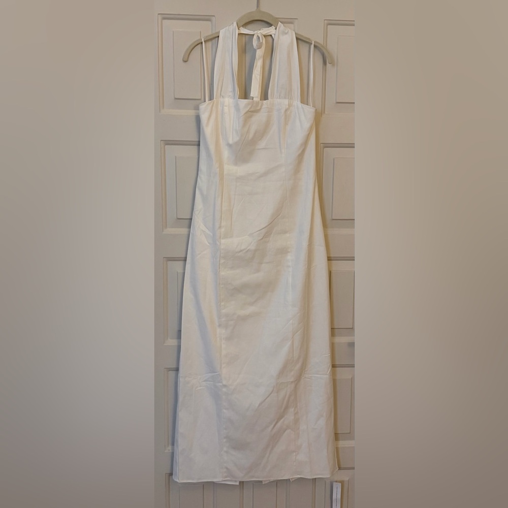 Reformation White Bessi Cotton Halter Midi Dress NWT size 8
